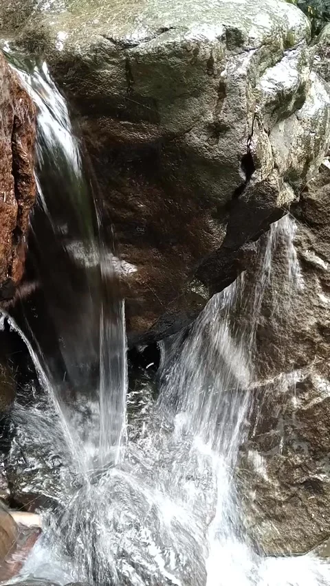 Small Waterfall Flow Over Rocks Close Up Natural Stream Detail Stock Footage 330588827