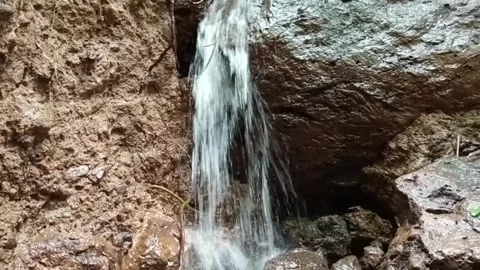 Small Waterfall Flowing Between Rocks – Natural Forest Cascade Close Up Stock Footage 329780208