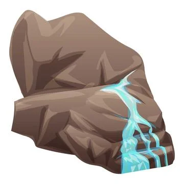Small waterfall flowing down rocks illustration Stock Illustration