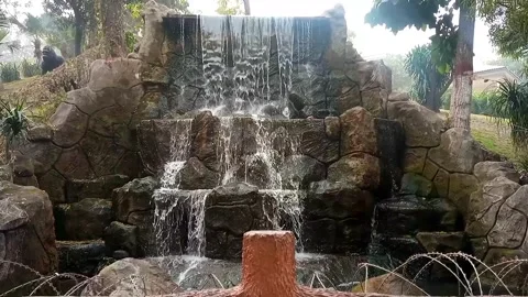 Small Waterfall Flowing in Forest Stream, Natural Fresh Water Landscape Stock Footage 334834353