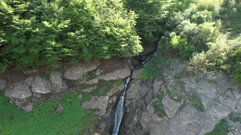 Small waterfall flowing through the trees Stock Footage 218331457