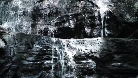 Small waterfall in the forest, amidst the plants in the forest in Thailand. Video stock 309979706