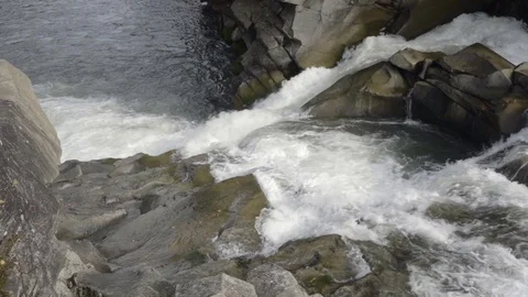 Small waterfall in the forest close-up view Stock Footage 97822768