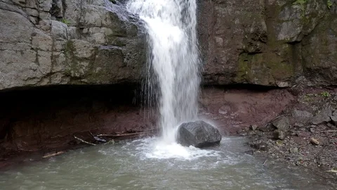 Small waterfall in the forest Stock Footage 124253727