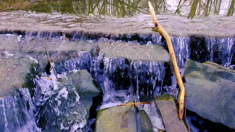 Small waterfall in the forest Stock Footage 147648777