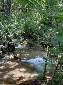 Small waterfall in the forest Stock Photos