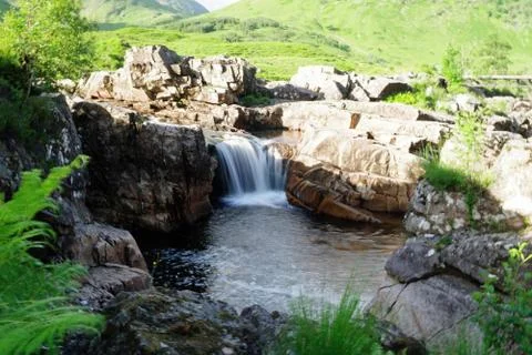 Small waterfall in the Glen Etive Stock Photos