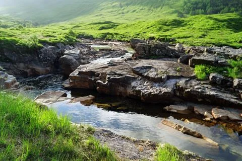 Small waterfall in the Glen Etive Stock Photos