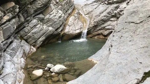 Small waterfall Gorges Saint Pierre Stock Footage 93685449