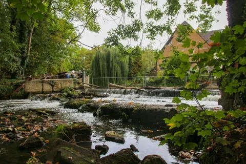 A small waterfall in an idyllic area Stock Photos