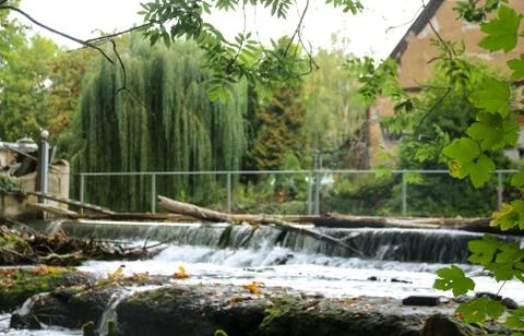 A small waterfall in an idyllic area Stock Photos