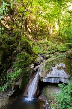 Small waterfall inside a forest Foto stock