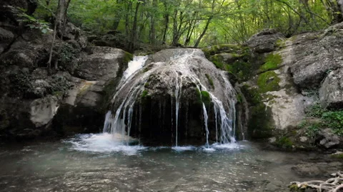 Small Waterfall In The Jungle Stock Footage 95674849