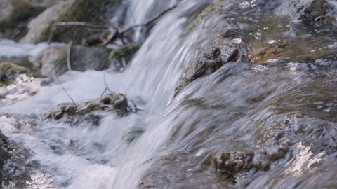 Small Waterfall Lake Closeup Stock Footage