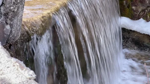 Small waterfall in late winter Stock Footage 303290423