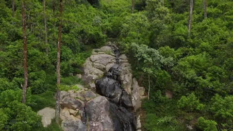 A small waterfall in the middle of the forest Stock Footage 147258457