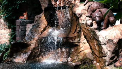 A small waterfall in the middle of the park Stock Footage 111871908