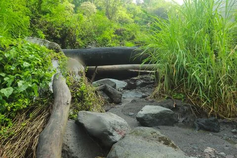 Small Waterfall with Mossy Rocks Stock Photos