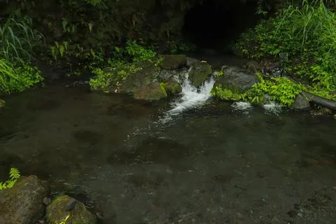 Small Waterfall with Mossy Rocks Stock Photos