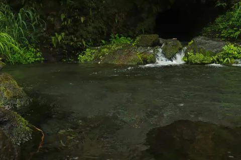 Small Waterfall with Mossy Rocks Stock Photos