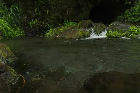 Small Waterfall with Mossy Rocks Stock Photos