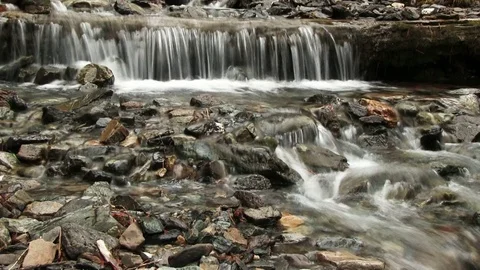 Small Waterfall On Mountain River Видео 70769216