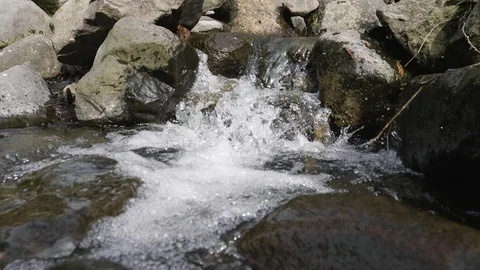 Small waterfall on a mountain river Stockbeeldmateriaal 88808800