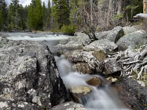 Small Waterfall Mountain Rocks Trees Stock Photos