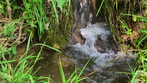 Small waterfall in a mountain stream Stock Footage 159571074