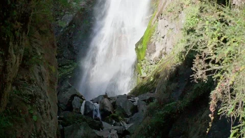 A small waterfall in a mountainous area. Close-up Stock Footage 168187777
