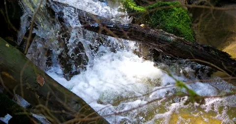 Small waterfall in the mountains with so clean water Stock Footage 274392174