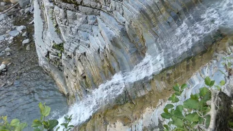 Small waterfall in the mountains, top view Stock Footage 103530701