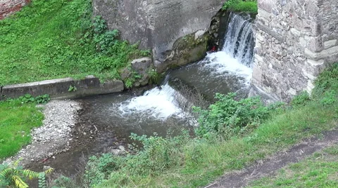 Small waterfall in a park Stock Footage 42800566