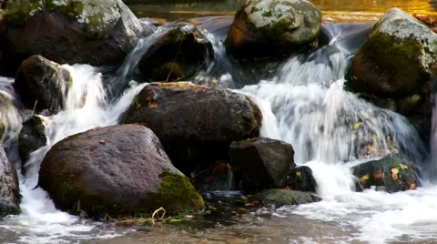 Small waterfall in a park Stock Footage 53777290