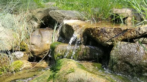 Small waterfall in park Stock Footage 75163125