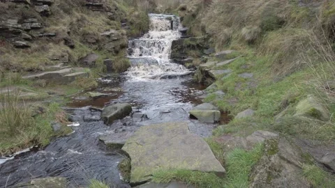 Small Waterfall Peak District National Park Stock Footage 169454688