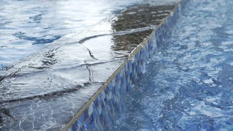 A small waterfall in the pool, a fountain Stock Footage 94926608