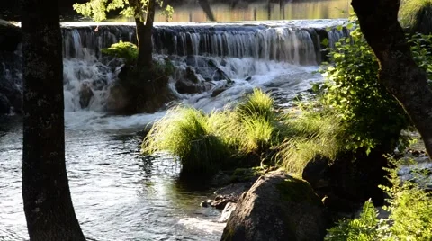 Small waterfall in river. Stock Footage 48870408