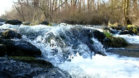 Small waterfall on the river mitterwasser Stockbeeldmateriaal 149643463