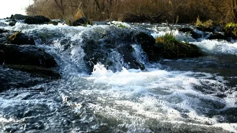Small waterfall on the river mitterwasser Stockbeeldmateriaal 149643491