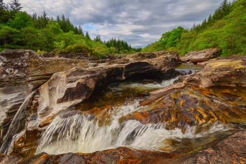 Small Waterfall on River Orchy Stock Photos
