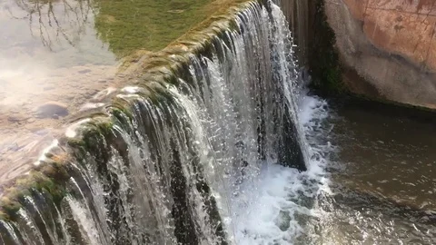 Small waterfall from a river overflow HD Stock-Footage 80236176
