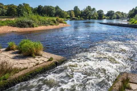Small waterfall at the river Regen Stock Photos