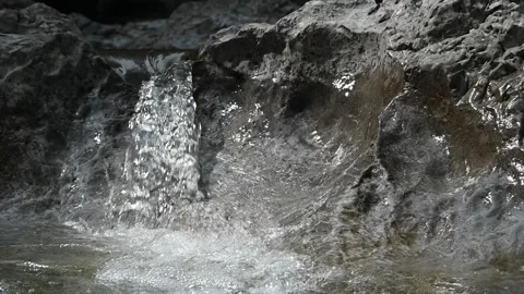 Small waterfall from a rocky mountain river, shot at f8 (slow motion) Stock-Footage 212740685