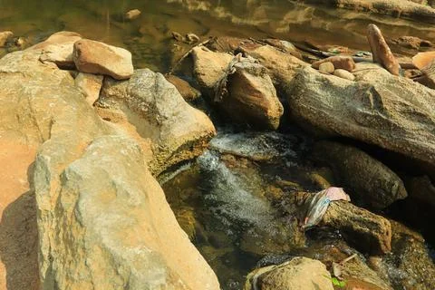Small Waterfall in Rocky Stream Stock Photos