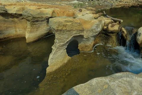 Small Waterfall in Rocky Stream Stock Photos