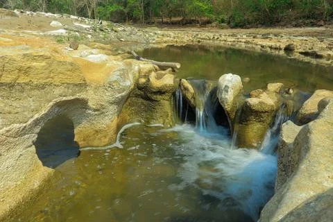 Small Waterfall in Rocky Stream Stock Photos