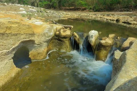 Small Waterfall in Rocky Stream Stock Photos