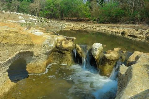 Small Waterfall in Rocky Stream Stock Photos