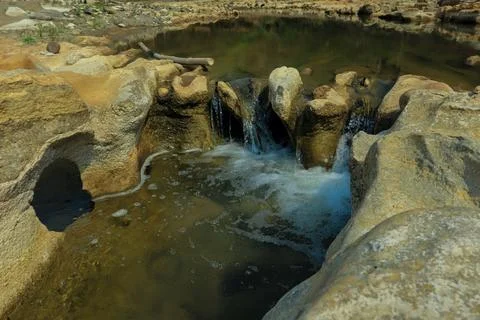 Small Waterfall in Rocky Stream Stock Photos